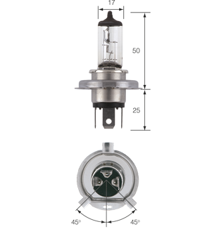 48889BL Narva 12 Volt H4 Globe