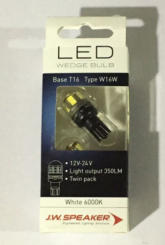 (PAIR) JW Speaker LED T15 T16 W16W 6000K Bright White bulb for Reverse Light