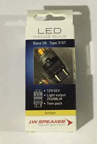 (PAIR) JW Speaker LED PY27/7W 3157 BRIGHT AMBER Bulb for Indicator Turn Signal