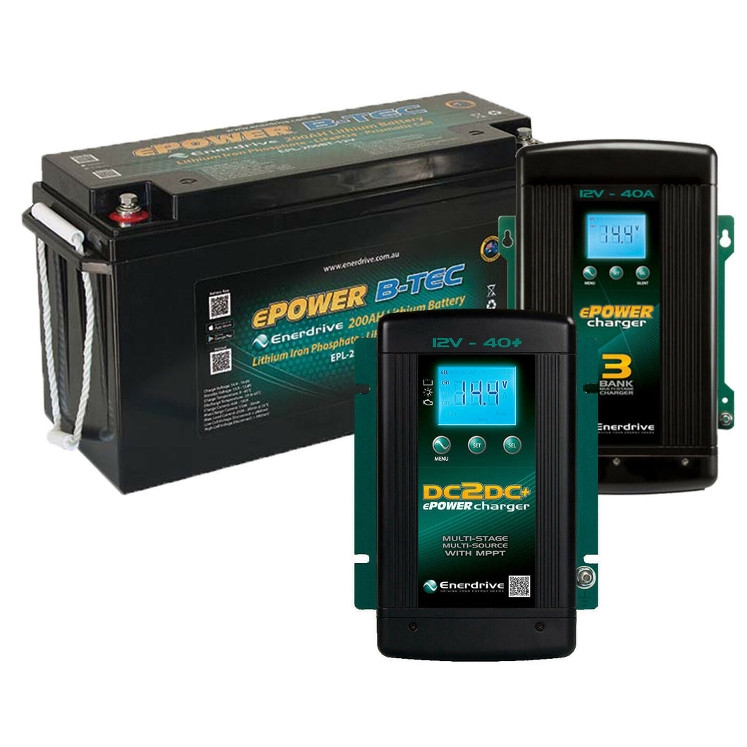 Enerdrive ePOWER B-TEC 12v 200aH Lithium Battery + AC & DC CHARGERS