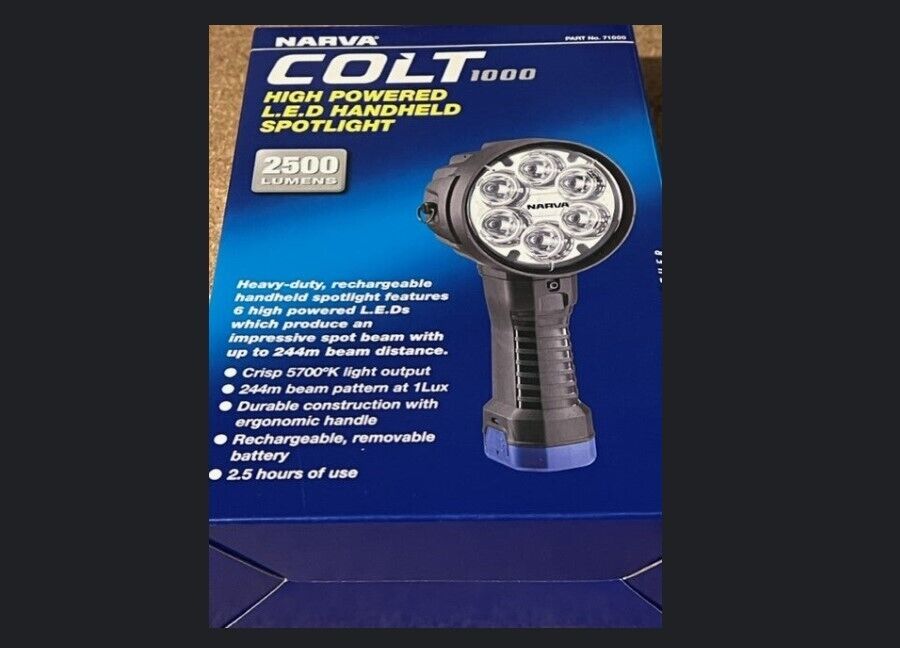 Narva Handheld Spot Light COLT 1000 High Power 6 LED 2500 Lumens Rechargeable