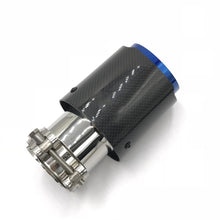 One Piece Single Glossy Carbon Fiber Car Back Muffler Pipe Coated Blue Stainless Steel Car Exhaust Tip For Ak For BMW