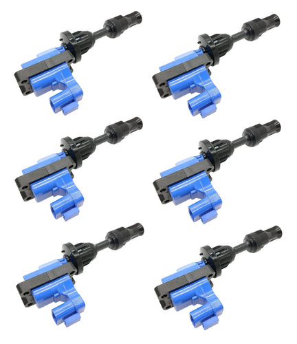 High Energy Ignition Coil Pack SET (6) for Nissan 300zx Z32 VG30DETT, VG30DE BLU