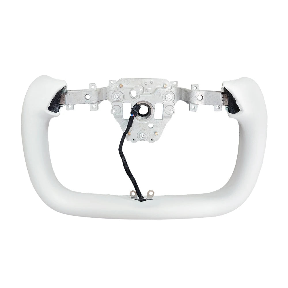 New Model Y Modified Yoke Steering Wheel with Heating for Tesla Custom Accessories Black White Leather Racing Car Handle