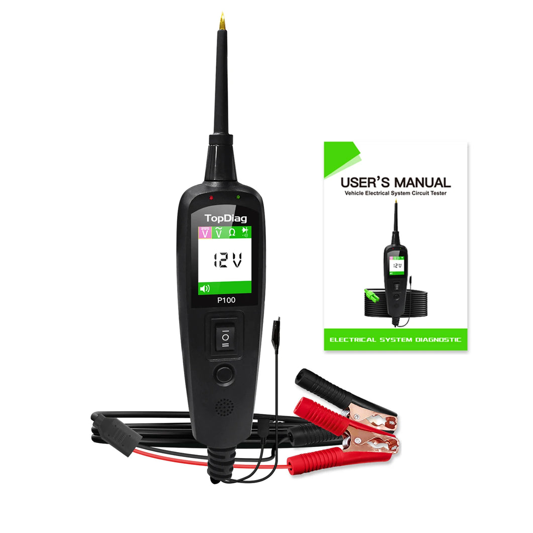 Car Diagnostic Tool P100 Auto Power Circuit Probe Circuit Tester Car Voltage Detector Electrical System 12V 24V Battery Scanner