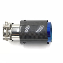 One Piece Single Glossy Carbon Fiber Car Back Muffler Pipe Coated Blue Stainless Steel Car Exhaust Tip For Ak For BMW