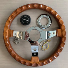 TIYPEOR Universal 14inch 350mm ABS Wood Style Vintage Classic Retro Steering Wheel