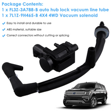 AEF2-Fits For Ford F150 4X4 2015-2020 Auto Hub Lock Vacuum Line & Solenoid Actuator Set FL34-7A788-AD, 9L14-9H465-BA