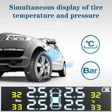 Car TPMS Intelligent Temperature Warning LCD Display Wireless Tire Pressure System USB Solar Powered + 4 External Sensors