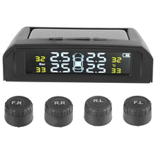 Car TPMS Intelligent Temperature Warning LCD Display Wireless Tire Pressure System USB Solar Powered + 4 External Sensors