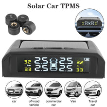 Car TPMS Intelligent Temperature Warning LCD Display Wireless Tire Pressure System USB Solar Powered + 4 External Sensors