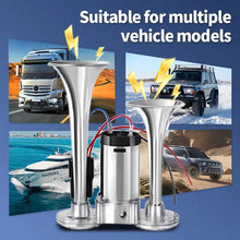 Universal 600DB Loud AAZRZRZ Car Air Horn 12V Metal Double Tubes Air Horn Car Truck Train Moto Lorry RV Boat