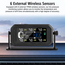 Tire Pressure Monitoring System H13 Truck Car Tyre Pressure Monitor 6 External Sensors Temperature Warning Fuel Save Intelligent