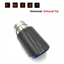 One Piece Single Glossy Carbon Fiber Car Back Muffler Pipe Coated Blue Stainless Steel Car Exhaust Tip For Ak For BMW
