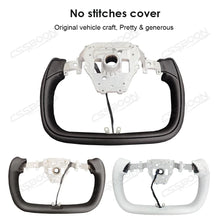 New Model Y Modified Yoke Steering Wheel with Heating for Tesla Custom Accessories Black White Leather Racing Car Handle