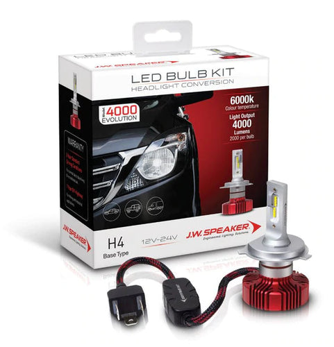 H4 JW Speaker 990004 4000 6000k white LED Headlight Bulb - Motorcycle - SINGLE