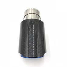 One Piece Single Glossy Carbon Fiber Car Back Muffler Pipe Coated Blue Stainless Steel Car Exhaust Tip For Ak For BMW