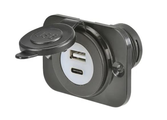 Narva 81103 Dual USB A & USB C Single Socket Fast Charger 12/24V Marine Caravan