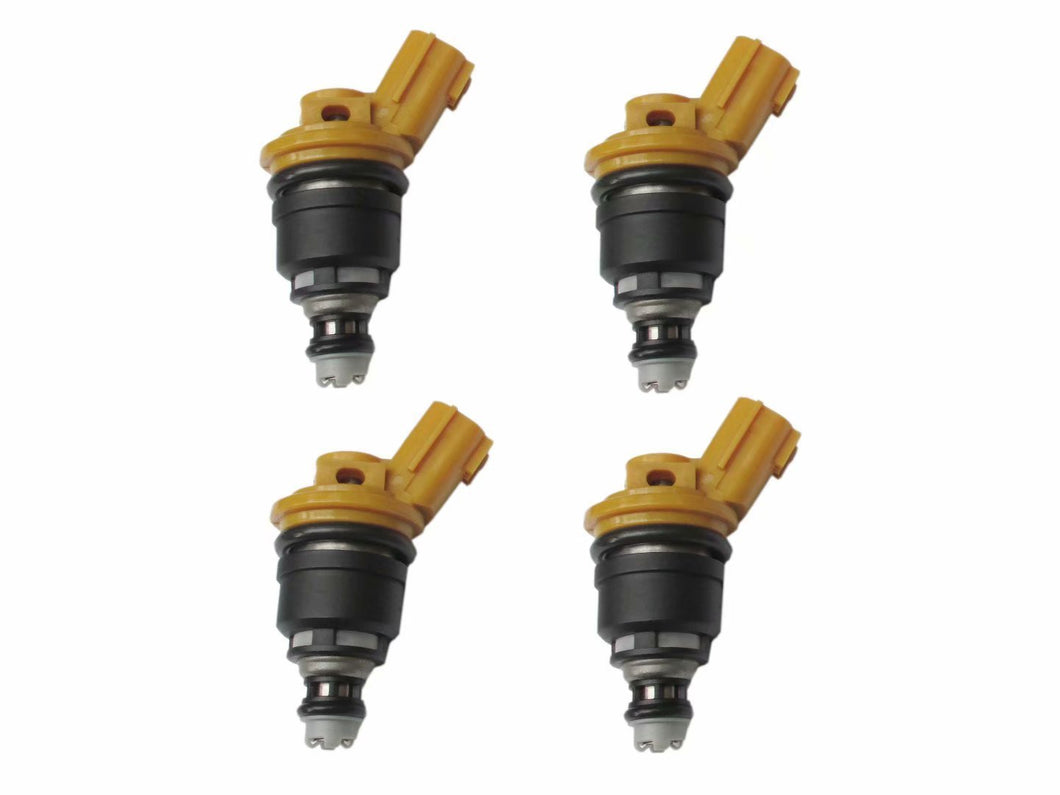 4x 555cc Yellow Top Side Feed Fuel Injectors for Nissan SR20DET with Harnesses