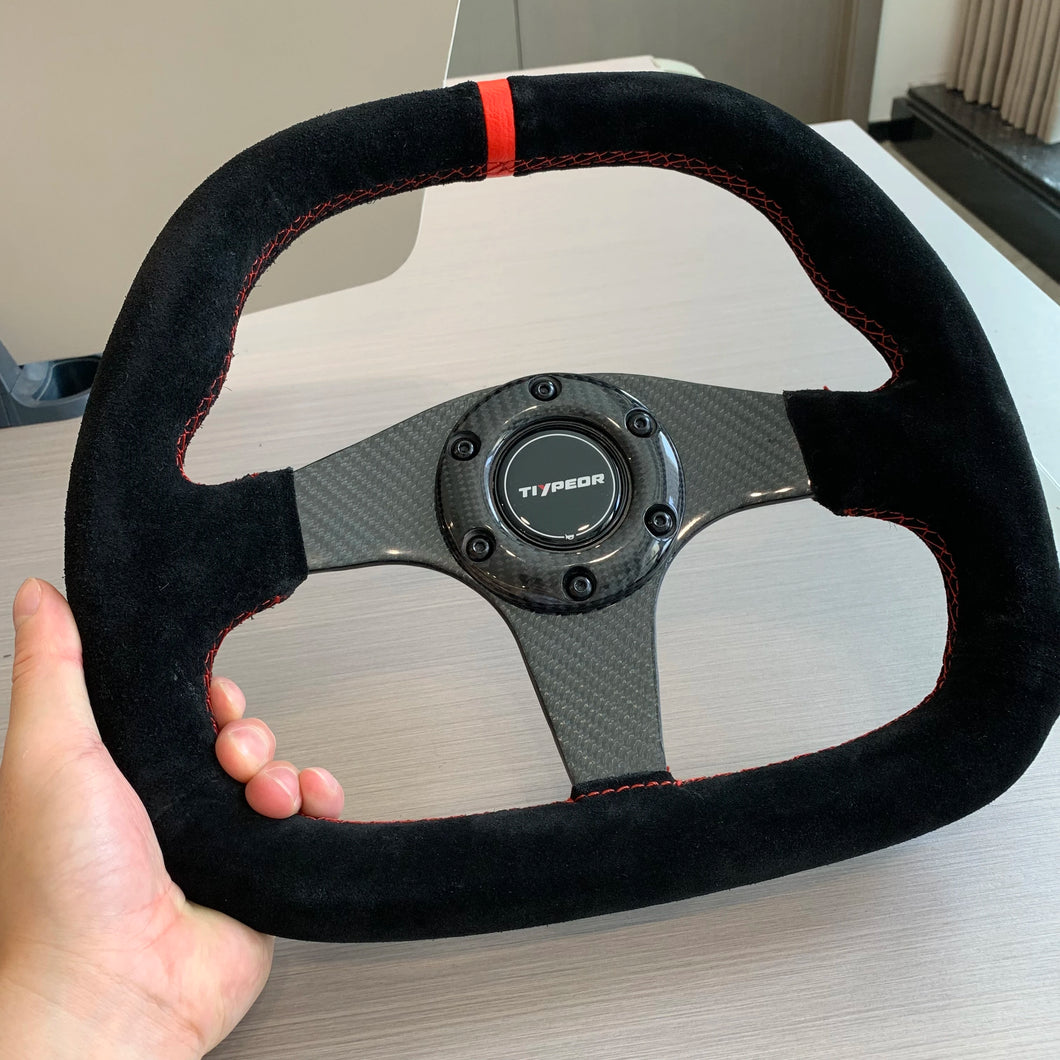 Tiypeor Universal 330mm Suede Leather Steering Wheel carbon fiber bracket