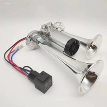 Universal 600DB Loud AAZRZRZ Car Air Horn 12V Metal Double Tubes Air Horn Car Truck Train Moto Lorry RV Boat