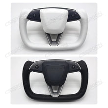 New Model Y Modified Yoke Steering Wheel with Heating for Tesla Custom Accessories Black White Leather Racing Car Handle