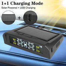 Car TPMS Intelligent Temperature Warning LCD Display Wireless Tire Pressure System USB Solar Powered + 4 External Sensors