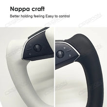 New Model Y Modified Yoke Steering Wheel with Heating for Tesla Custom Accessories Black White Leather Racing Car Handle
