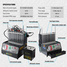 Intelligent Car GDI Fuel Injector Cleaner & Tester Cleaning Machine Ultrasonic Cleaner 8-Cylinders 110V 220V - Dynojet GDI8