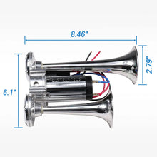 Universal 600DB Loud AAZRZRZ Car Air Horn 12V Metal Double Tubes Air Horn Car Truck Train Moto Lorry RV Boat