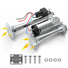 Universal 600DB Loud AAZRZRZ Car Air Horn 12V Metal Double Tubes Air Horn Car Truck Train Moto Lorry RV Boat
