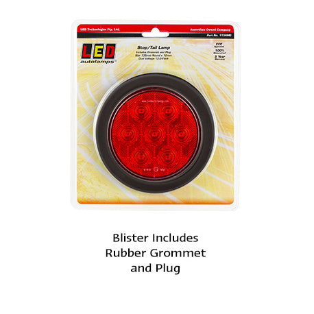 LED Autolamps 113RMG 12-24 Volt Stop / Tail Single Function Lamp with Grommet an