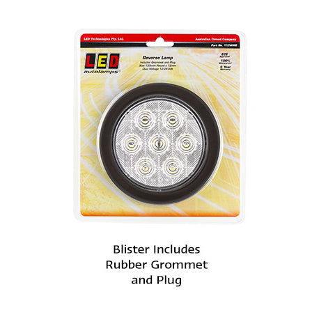 LED Autolamps 113WMG 12-24 Volt Reverse Single Function Lamp with Grommet and Pl