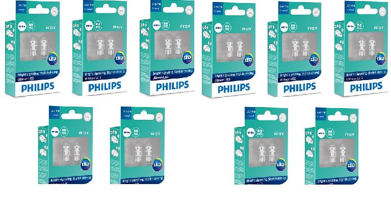 20 x PHILIPS T10 ULTINON LED W5W 6000K XENON HID WHITE LIGHT PARKER WHITE BULB