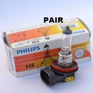 PHILIPS H8 12V 35W CRYSTAL VISION 4300K WHITE Halogen BULB No Error Free CANBUS