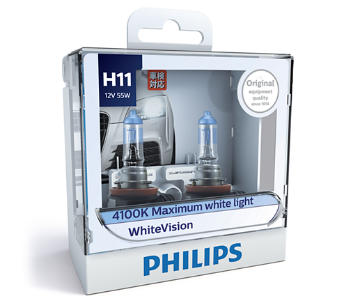 Free T10 (PAIR) PHILIPS 12362 H11 12V 55W WHITE VISION 3700K WHITE HALOGEN BULBS