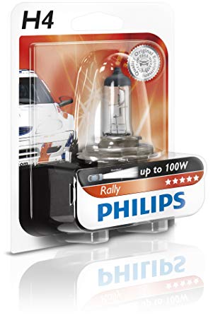 2 x Philips H4 Rally Vision Essential Power 100W90 12V Halogen Globe Light Bulb