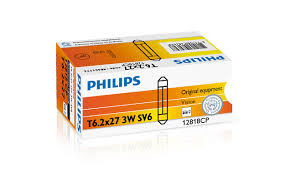 10pc Philips OEM 12818CP 27mm x 6.2mm 12V 3W Festoon Halogen Light Bulbs