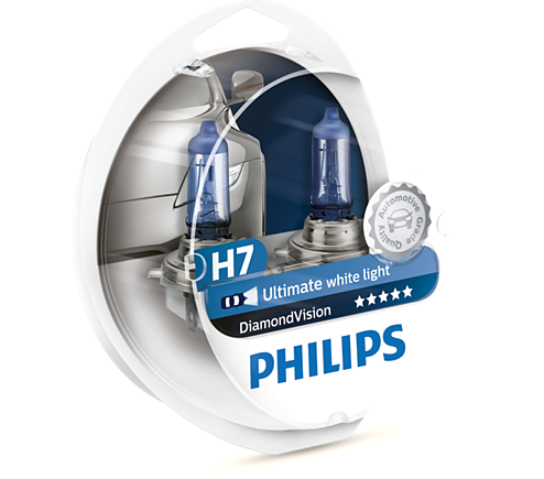 H7 Philips Diamond Vision 5000k 12V 55W White Light Halogen Globes bulbs 12972