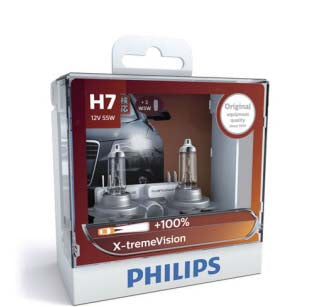 Aus Ver (FREE T10) PHILIPS H7 X-treme Vision +100% Halogen Light Bulbs xtreme