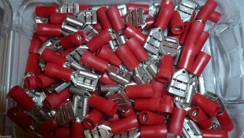 100 X NARVA 56134 FEMALE BLADE RED TERMINAL 3mm WIRE