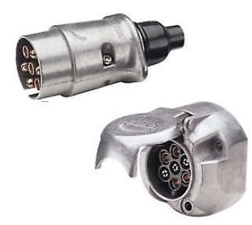 10 x NARVA 82062 7 PIN ROUND METAL TRAILER SOCKET PLUS NARVA 82161 TRAILER PLUG