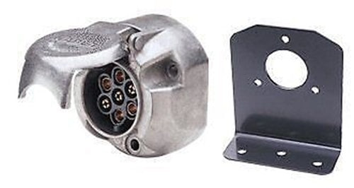 NARVA 82062 7 PIN ROUND METAL TRAILER SOCKET PLUS NARVA 82325 ANGLED BRACKET