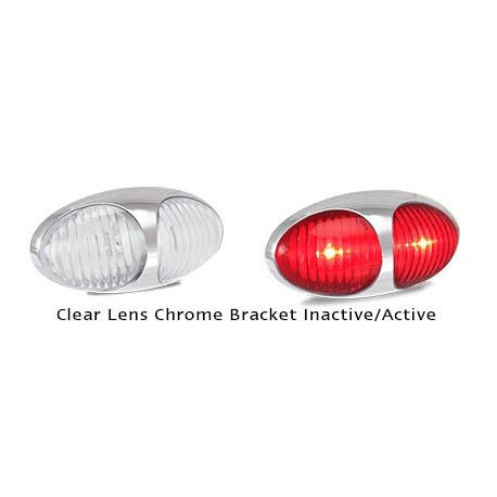 LED Autolamps 37CCRM2P 12-24 Volt Rear End Outline Clear Chrome Bracket Marker L