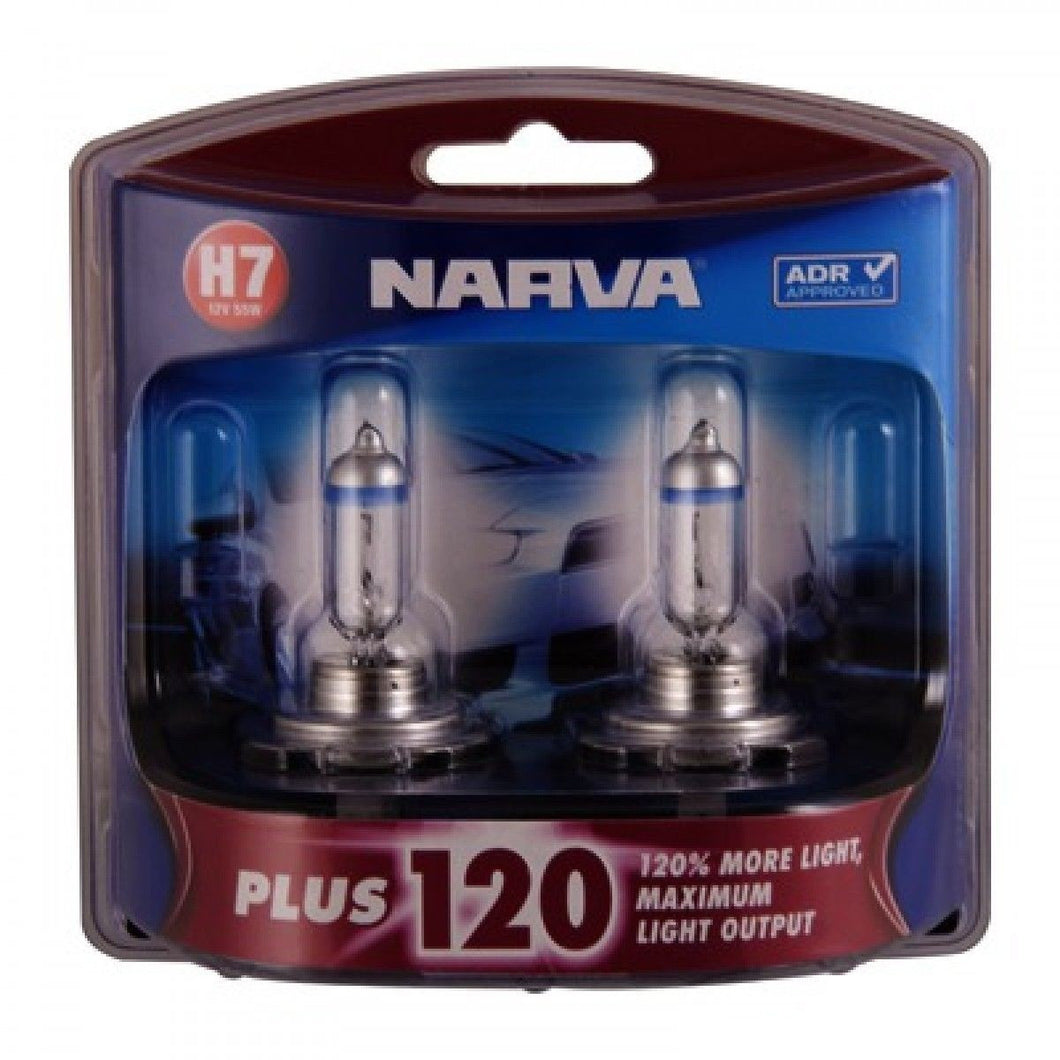 H7 Narva Headlight Globe Bulb +120% 12V 55W Plus 120 48366BL2 - PAIR