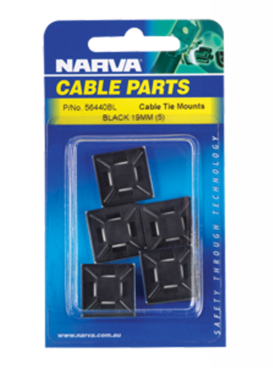 56446BL Narva Black Cable Tie Mounts U.V. Weather Resistant - 28 x 28mm