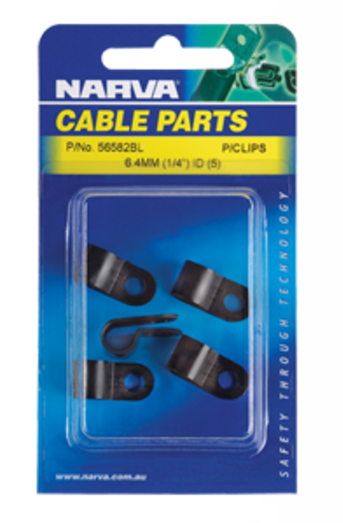 56583BL Narva Black Plastic Cable Clamps U.V. Weather Resistant - 7.9mm