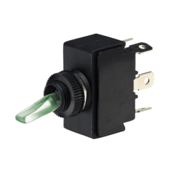 60073BL Narva Illuminated On / Off / On Plastic Toggle Switch - Natural / Green
