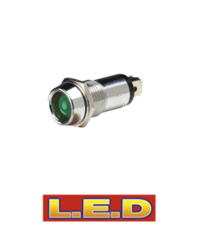 62091BL Narva 12 Volt Chrome Pilot Lamp with Green L.E.D