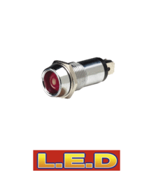 62092BL Narva 12 Volt Chrome Pilot Lamp with Red L.E.D